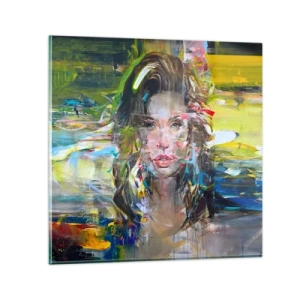 Impression sur verre - Image sur verre - Derrière l'air, un rideau - 40x40 cm