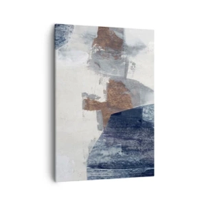 Impression sur toile - Image sur toile - Formes abstraites dans des tons de bleu et de marron - 50x70cm - Formes bleues et brunes - Décoration murale moderne pour le salon et la chambre ARTTOR