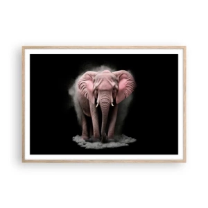 Affiche dans un chêne clair - Poster - Ne pensez pas à un éléphant rose ! - 100x70 cm