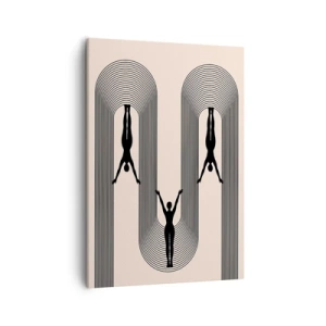 Impression sur toile - Image sur toile - Silhouettes géométriques sur fond beige - 50x70cm - Les jambes en l’air - Décoration murale moderne pour le salon et la chambre ARTTOR