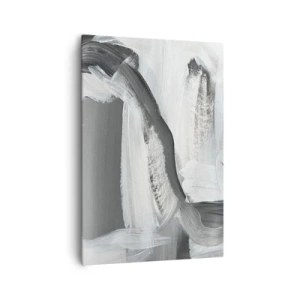 Impression sur toile - Image sur toile - Abstraction grise et blanche avec des lignes dynamiques - 70x100cm - Un geste décisif - Décoration murale moderne pour le salon et la chambre ARTTOR