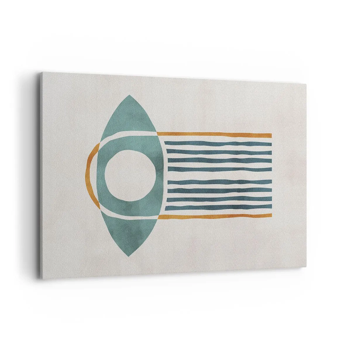 Impression sur toile - Image sur toile - Motif géométrique dans les tons de vert et d'orange - 100x70cm - Signes et rituels - Décoration murale moderne pour le salon et la chambre ARTTOR