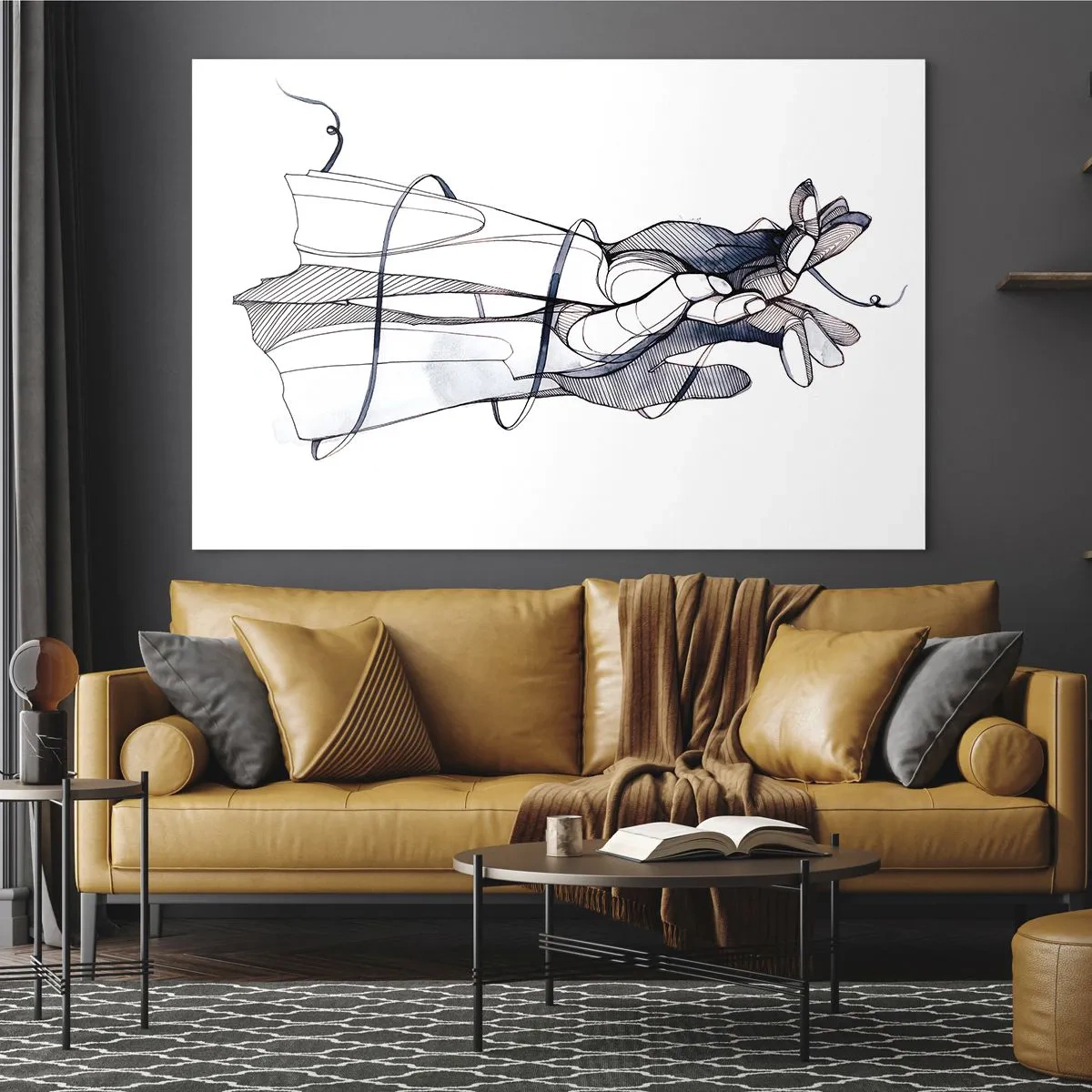 Impression sur verre - Image sur verre - Illustration artistique d'une main tenant une fleur - 120x80cm - Étude du touché - Décoration murale moderne pour le salon et la chambre ARTTOR