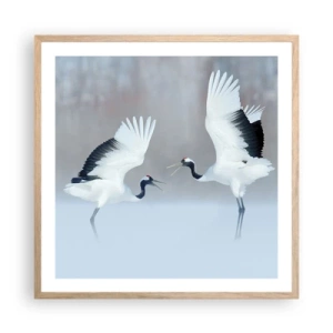 Affiche dans un chêne clair - Poster - Danse dans le brouillard - 60x60 cm