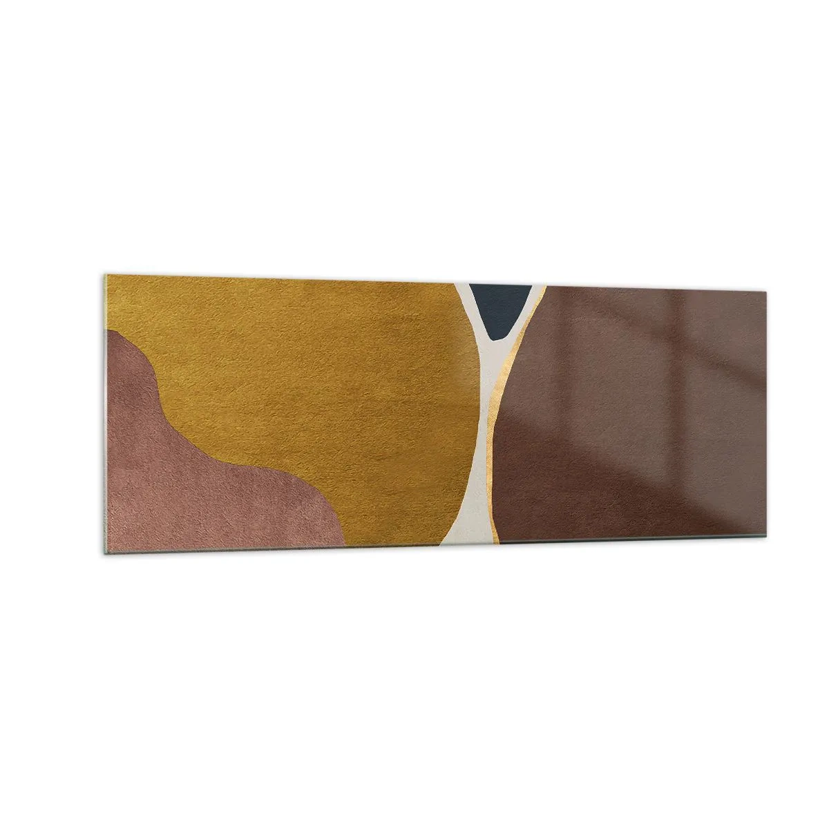 Impression sur verre - Image sur verre - Une composition abstraite avec des formes géométriques aux couleurs chaudes. - 140x50cm - L'abstraction – une place dans l'espace - Décoration murale moderne pour le salon et la chambre ARTTOR