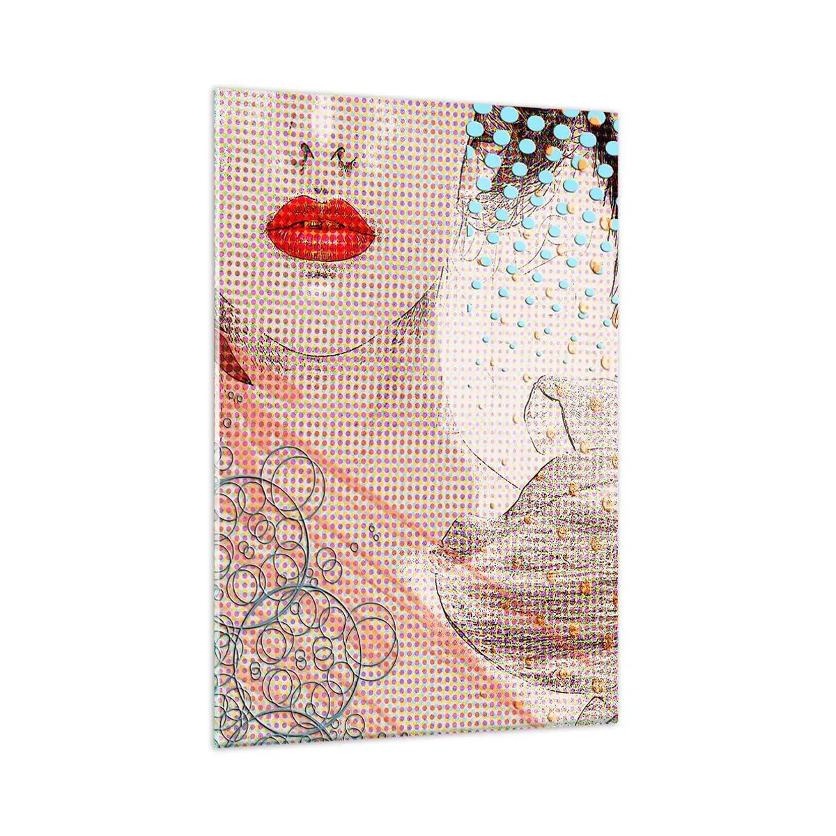 Impression sur verre - Image sur verre - Œuvre d'art abstraite avec un motif de bouche et d'orchidée - 80x120cm - Héroïne de bande dessinée - Décoration murale moderne pour le salon et la chambre ARTTOR