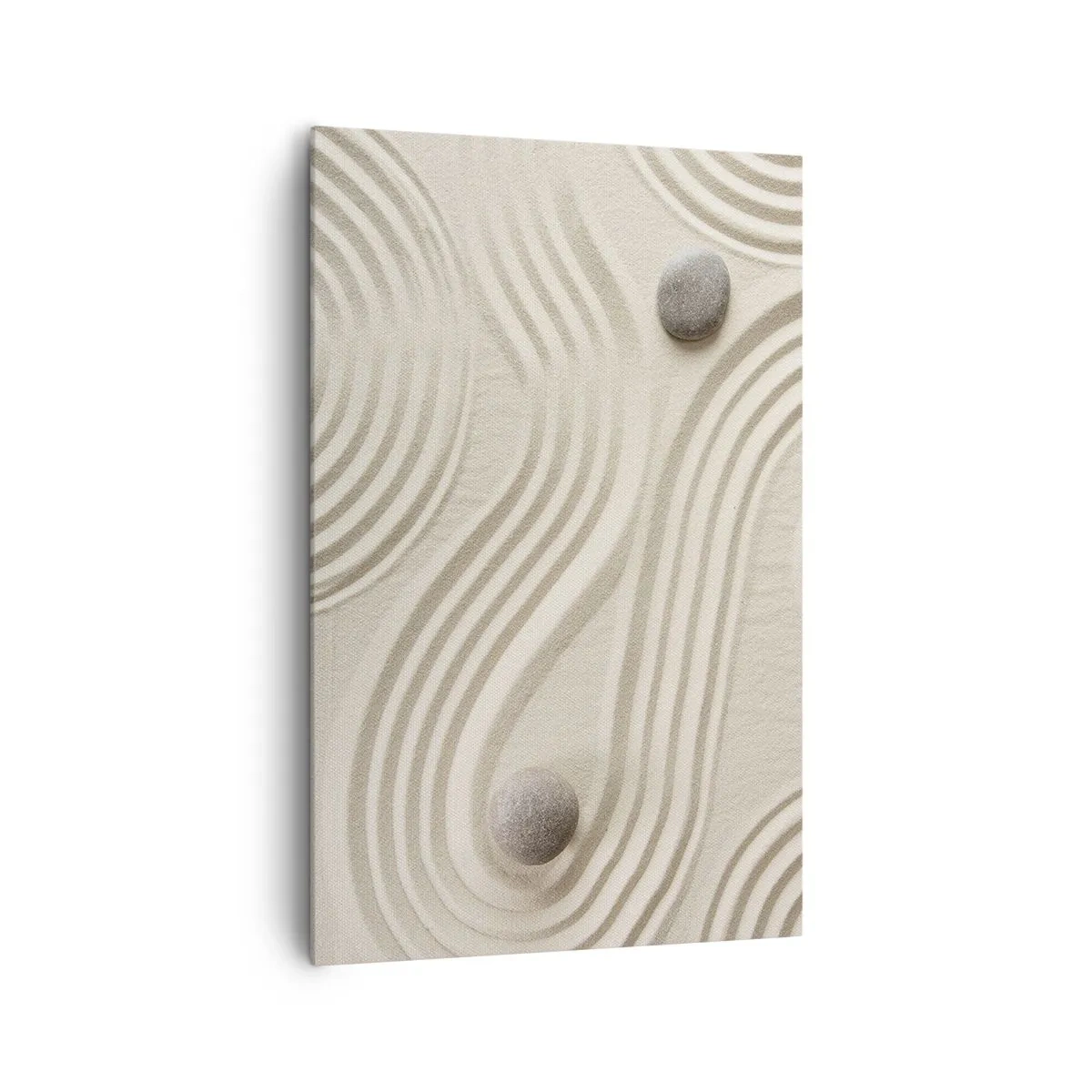 Impression sur toile - Image sur toile - Design zen minimaliste avec du sable et des pierres - 80x120cm - Touche de chaleur - Décoration murale moderne pour le salon et la chambre ARTTOR