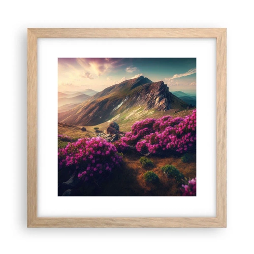 Affiche dans un chêne clair - Poster - L'été à la montagne - 30x30 cm