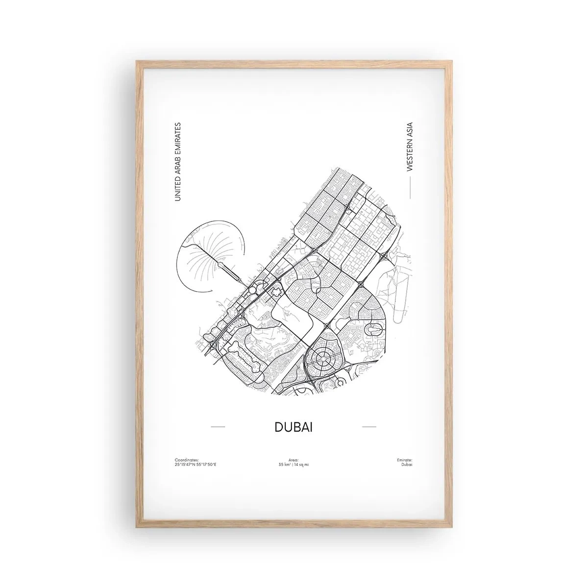Affiche dans un chêne clair - Poster - Anatomie de Dubaï - 61x91 cm