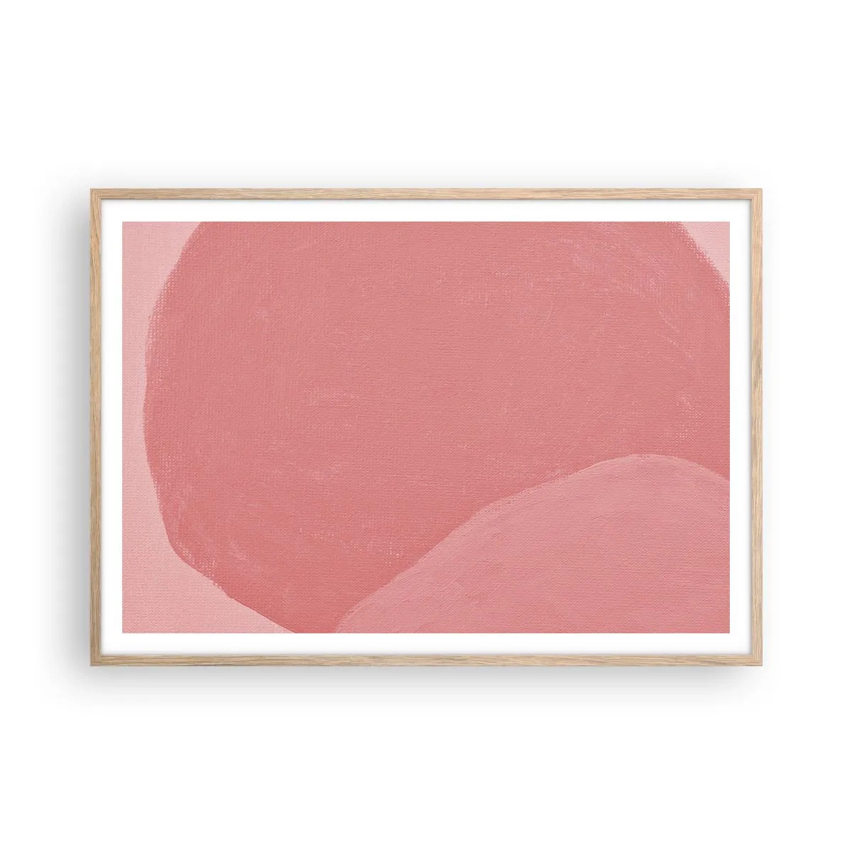 Affiche dans un chêne clair - Poster - Composition organique en rose - 100x70 cm