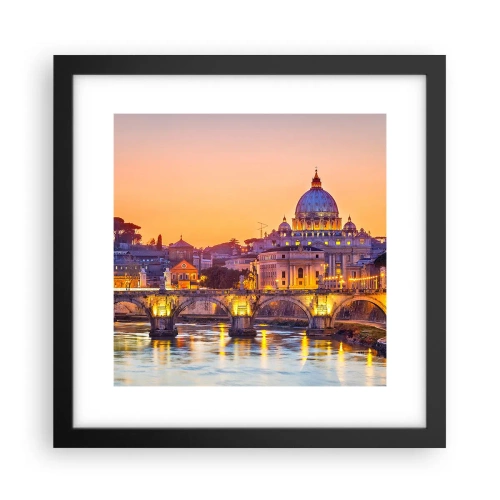 Affiche dans un cadre noir - Poster - Coucher de soleil sur la ville éternelle - 30x30 cm