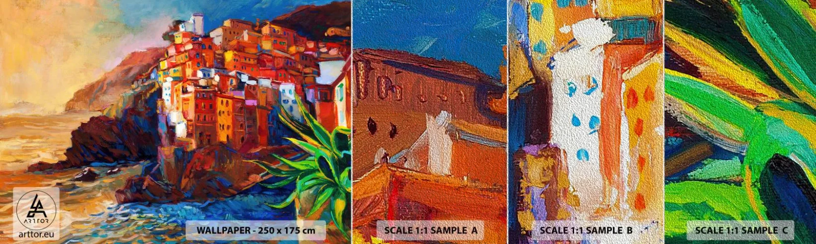 Échantillon de Papier Peint Premium Sand - Climats italien - Paysage, Architecture, Côte - 100x30 cm