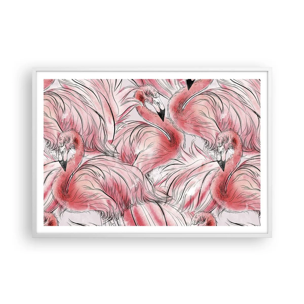 Affiche dans un cadre blanc - Poster - Oiseau corps de ballet - 100x70 cm