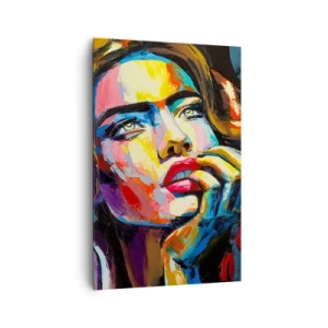 Impression sur toile - Image sur toile - Portrait coloré d'une femme dans le style expressionniste - 80x120cm - Les rêves volent dans le ciel comme des oiseaux - Décoration murale moderne pour le salon et la chambre ARTTOR