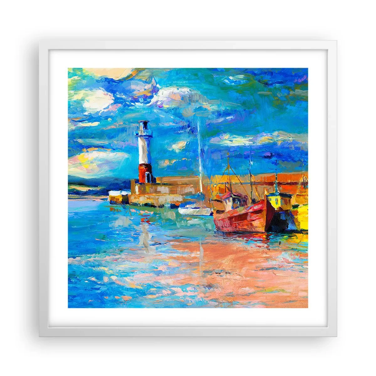 Affiche dans un cadre blanc - Poster - Un après-midi dans la baie arc-en-ciel - 50x50 cm