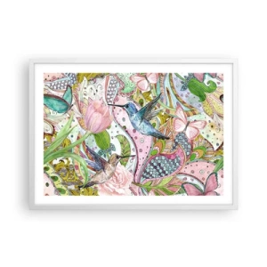 Affiche dans un cadre blanc - Poster - Empêtré dans les vignes - 70x50 cm