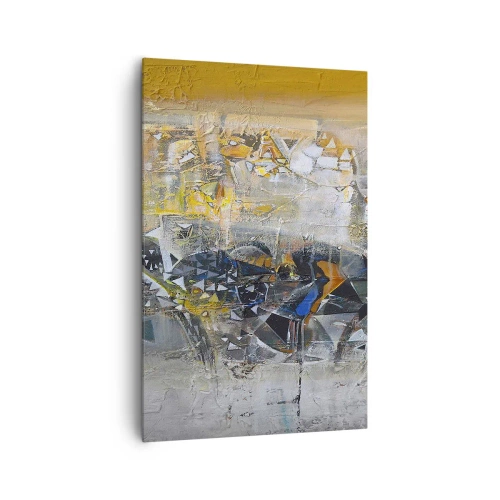 Impression sur toile - Image sur toile - Abstraction avec des nuances dominantes de jaune et de gris - 80x120cm - Tout se met en place - Décoration murale moderne pour le salon et la chambre ARTTOR