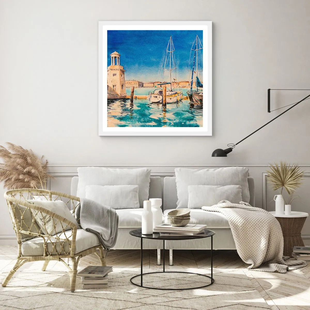 Affiche dans un cadre blanc - Poster - Lagune ensoleillée - 30x30 cm