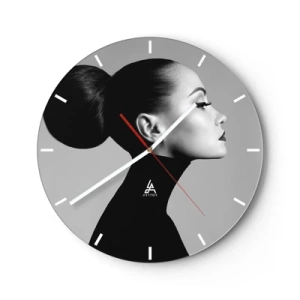 Horloge murale - Pendule murale - Profil d'une femme dans un style artistique sur fond gris - 30x30cm - Néfertiti moderne - Décoration murale moderne pour le salon, la cuisine et la chambre ARTTOR