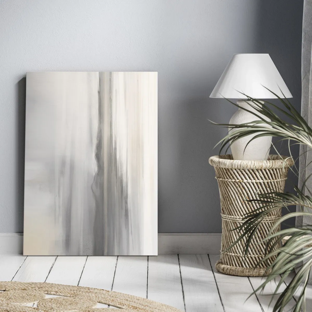 Impression sur toile - Image sur toile - Un paysage subtil aux tons gris et beige - 50x70cm - Distance réfléchie - Décoration murale moderne pour le salon et la chambre ARTTOR