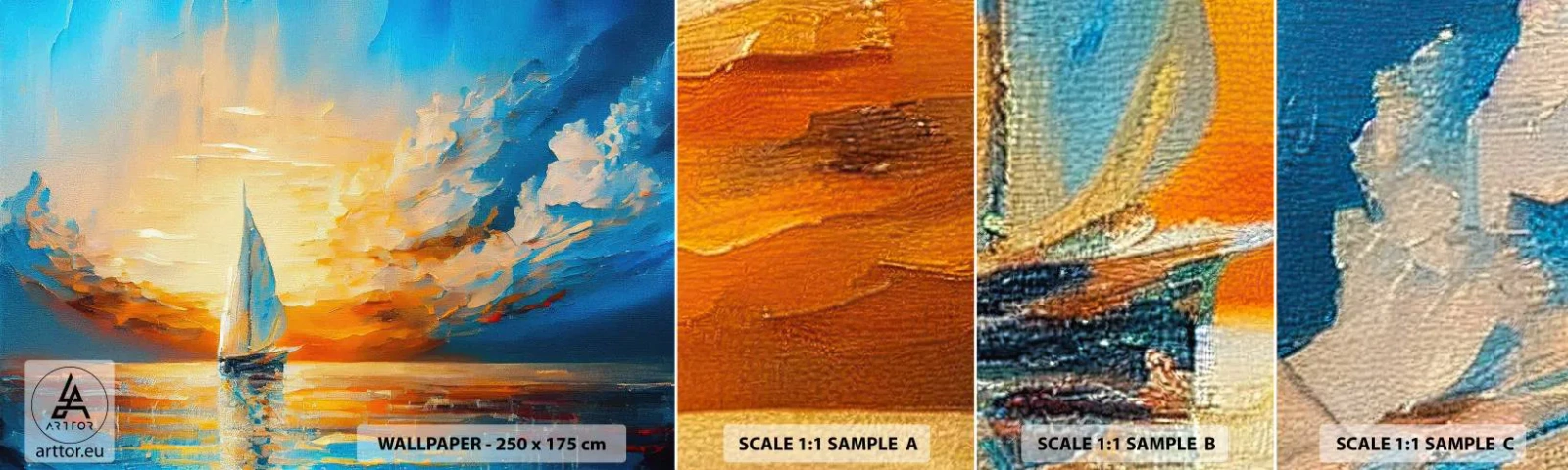 Échantillon De Papier Peint Standard Eco - Expédition en or - Paysage, Nautique, Voilier - 100x30 cm