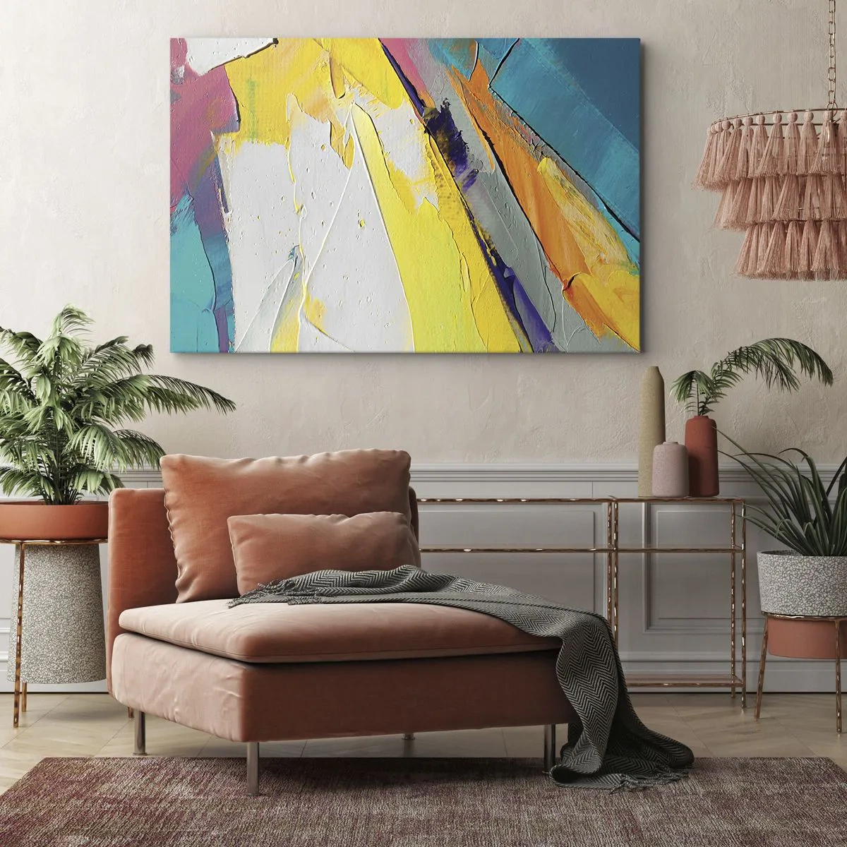 Impression sur toile - Image sur toile - Une composition abstraite aux couleurs intenses - 100x70cm - Anatomie du monde - Décoration murale moderne pour le salon et la chambre ARTTOR