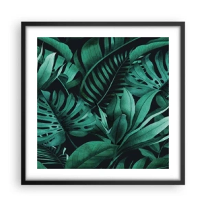 Affiche dans un cadre noir - Poster - Profondeur du vert tropical - 50x50 cm