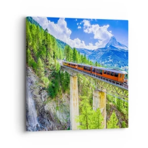 Impression sur toile - Image sur toile - Train dans les Alpes - 30x30 cm