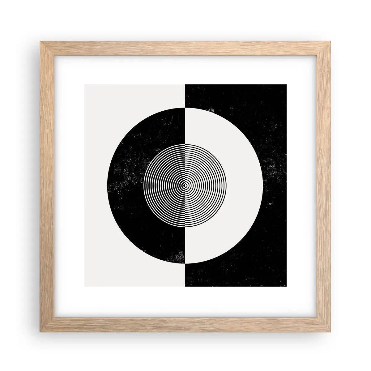 Affiche dans un chêne clair - Poster - Harmonie de noir et blanc - 30x30 cm