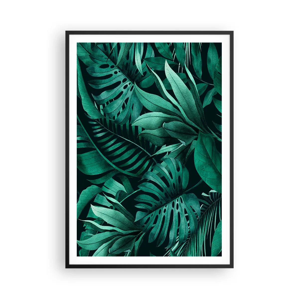 Affiche dans un cadre noir - Poster - Profondeur du vert tropical - 70x100 cm