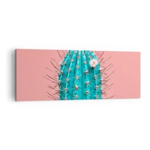 Impression sur toile - Image sur toile - Une interprétation artistique d'un cactus sur fond rose - 140x50cm - Juste regarde - Décoration murale moderne pour le salon et la chambre ARTTOR