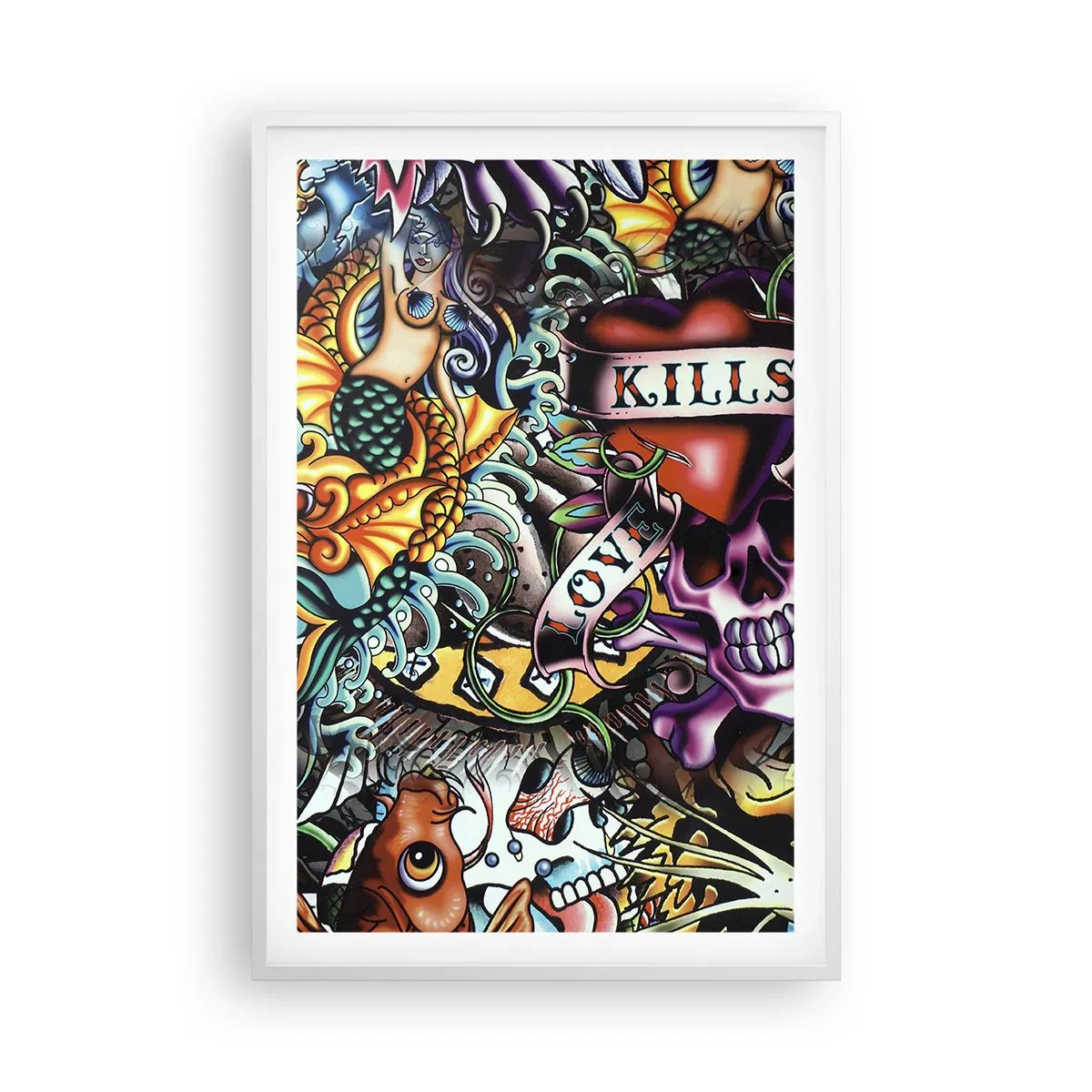 Affiche dans un cadre blanc - Poster - Le rêve du tatoueur - 61x91 cm