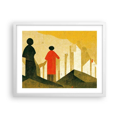 Affiche dans un cadre blanc - Poster - La route est encore longue - 50x40 cm