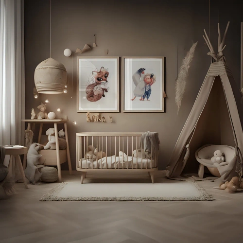 Beige kids space - Inspiration pour une chambre d'enfant