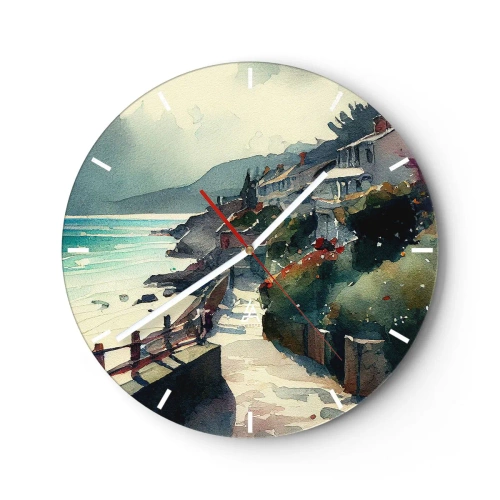 Horloge murale - Pendule murale - Ville méditerranéenne - 40x40 cm