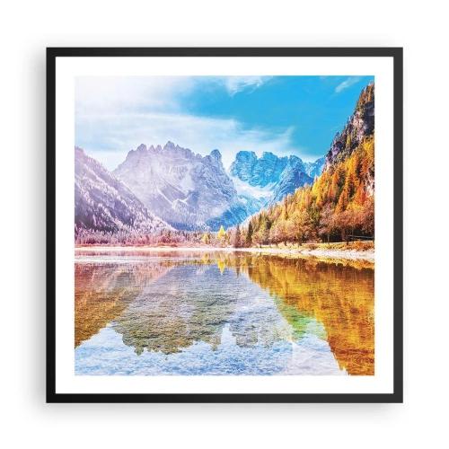 Affiche dans un cadre noir - Poster - C'est déjà le printemps à la montagne - 60x60 cm