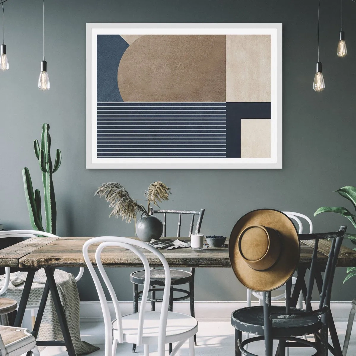 Affiche dans un cadre blanc - Poster - Composition simple et en rondeur - 50x40 cm