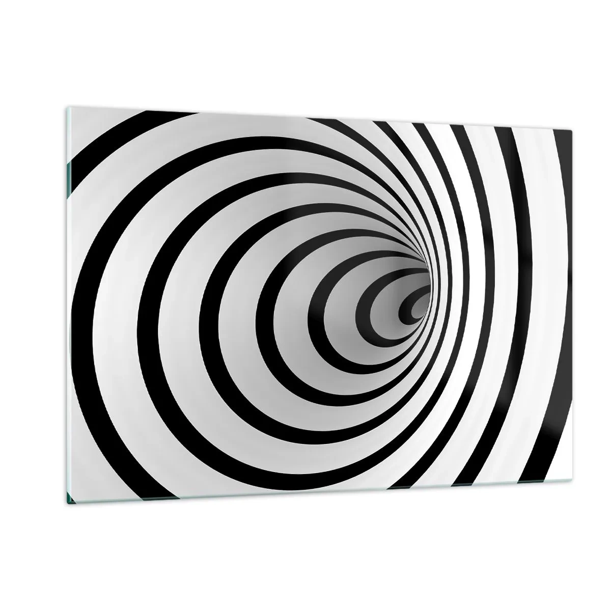 Impression sur verre - Image sur verre - Motif en spirale abstrait en noir et blanc - 120x80cm - Tu ne peux pas y résister aussi ? - Décoration murale moderne pour le salon et la chambre ARTTOR