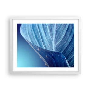 Affiche dans un cadre blanc - Poster - Gouttes cachées du bleu - 50x40 cm