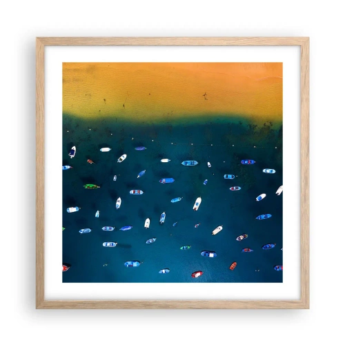 Affiche dans un chêne clair - Poster - Jeu de vacances - 50x50 cm