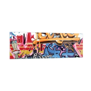 Impression sur verre - Image sur verre - Graffitis colorés avec inscriptions et illustrations dynamiques - 160x50cm - Fresques, fresques, fresques… - Décoration murale moderne pour le salon et la chambre ARTTOR