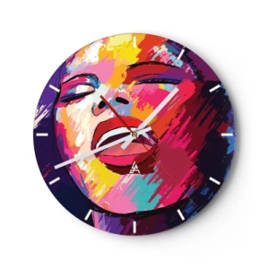 Horloge murale - Pendule murale - Un portrait coloré d'une figure chantante dans un style abstrait. - 30x30cm - Chante toute ma vie - Décoration murale moderne pour le salon, la cuisine et la chambre ARTTOR