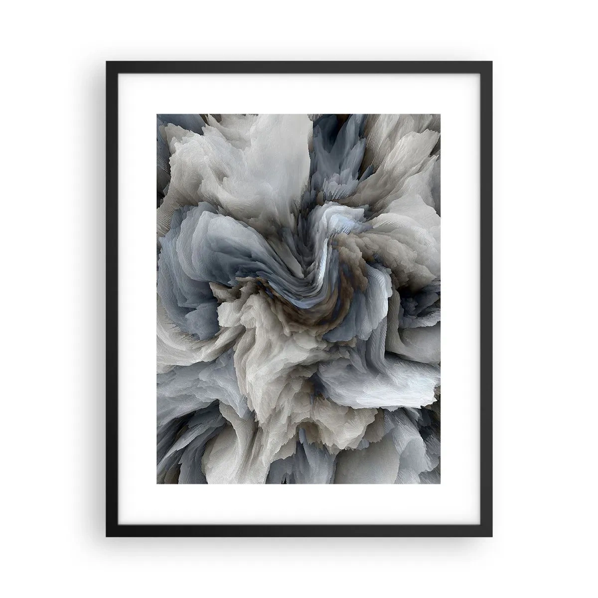 Affiche dans un cadre noir - Poster - Pierre et fleur - 40x50 cm