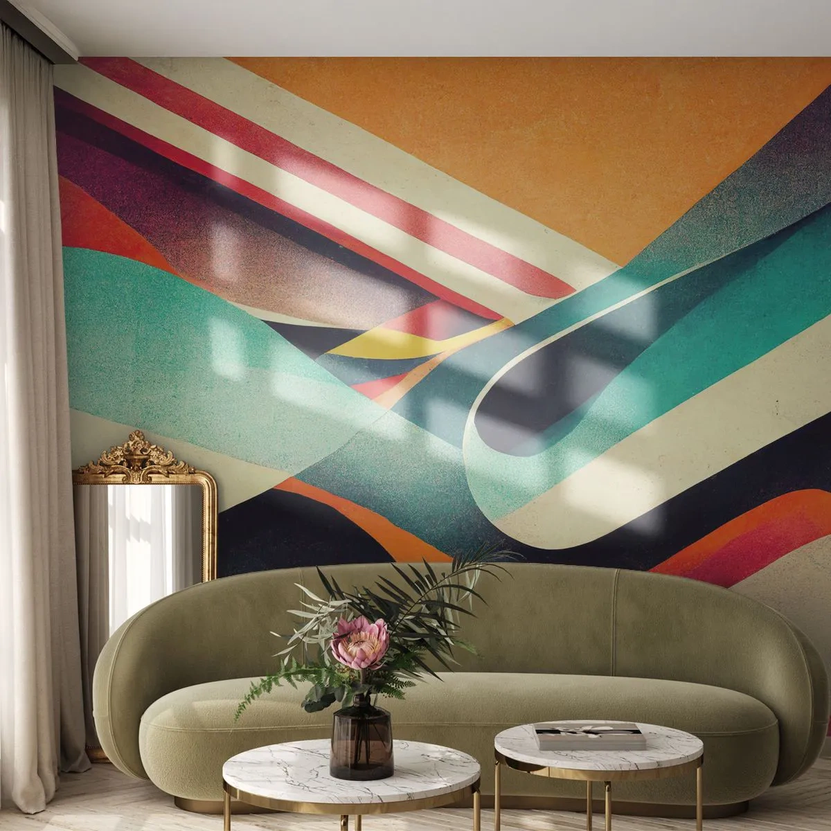 Papier Peint Photo Premium Canvas - Composition intense - Abstraction, Morceau, Lignes - 250x175 cm