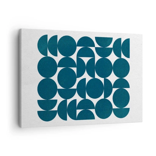 Impression sur toile - Image sur toile - Formes géométriques dans des tons bleu marine sur fond blanc - 70x50cm - Cercles et demi-cercles - Décoration murale moderne pour le salon et la chambre ARTTOR