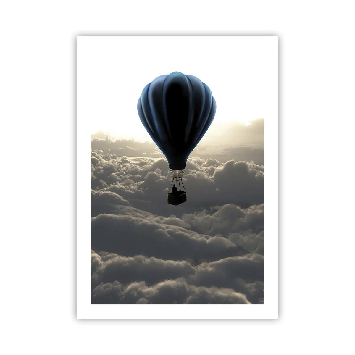 Affiche - Poster - Un ballon noir flottant au-dessus des nuages - 50x70cm - Un vagabond au dessus des nuages - Décoration murale moderne pour le salon et la chambre ARTTOR