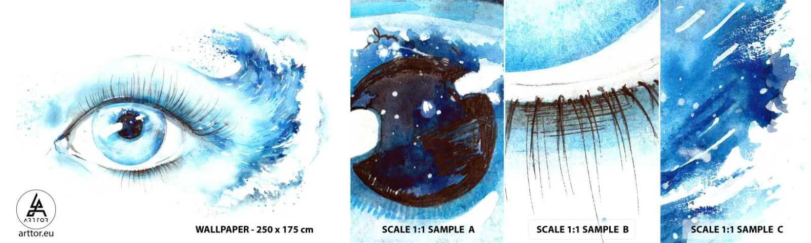 Échantillon De Papier Peint Standard Eco - Plongez-vous dans le bleu du regard - Abstraction, Œil, Morceau - 100x30 cm