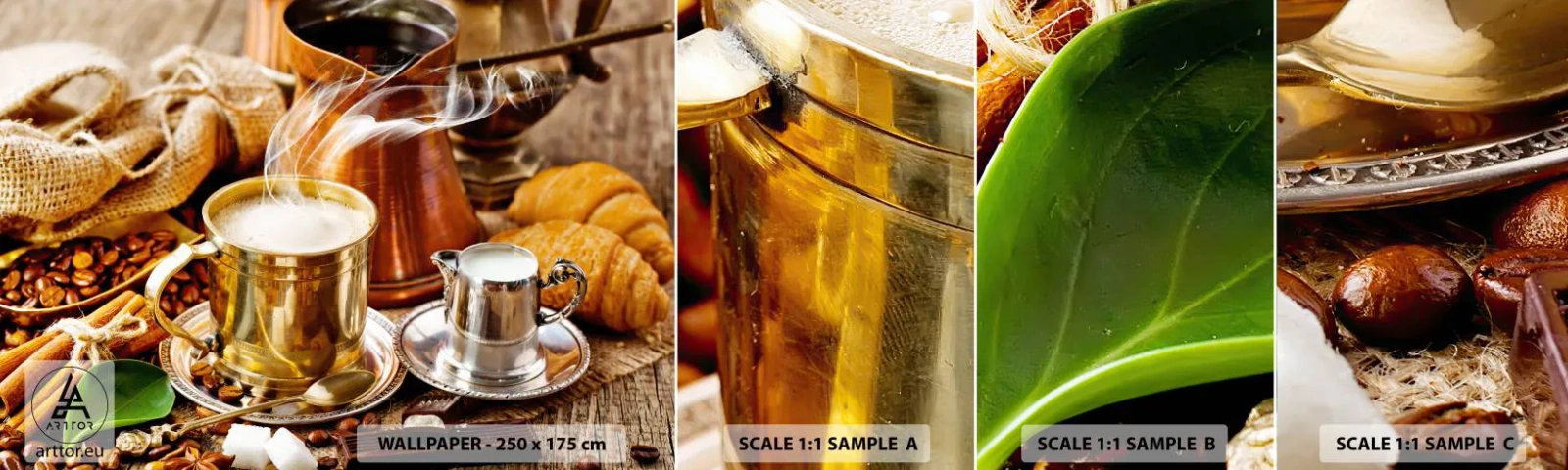 Échantillon de Papier Peint Autocollant Deluxe Sticker - Bonne journée! - Café, La gastronomie, Cuisine - 100x30 cm