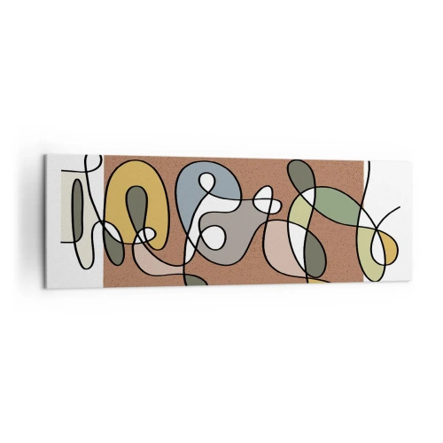 Impression sur toile - Image sur toile - Abstraction colorée avec des taches et des lignes - 160x50cm - Une abstraction qui mérite le sourire - Décoration murale moderne pour le salon et la chambre ARTTOR