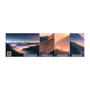 Échantillon de Papier Peint Autocollant Deluxe Sticker - Lumière dans les vallées - Paysage, Montagnes, Forêt - 100x30 cm